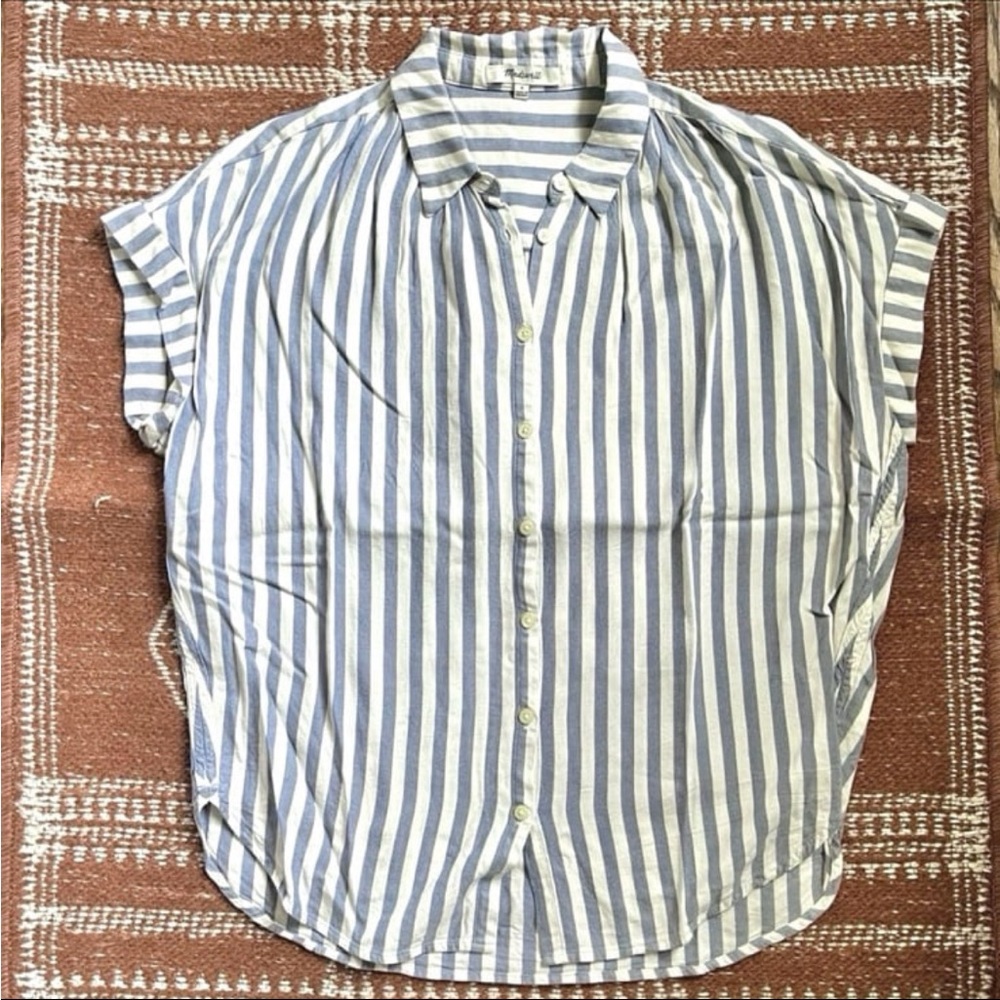 Madewell Striped Button Down Short Sleeve Shirt